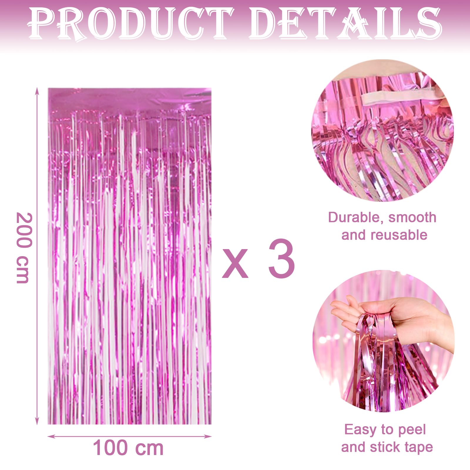 5 Tende Metalliche Per Feste Argento 1x2m - Decorazioni Brillantini Per Compleanni E Matrimoni