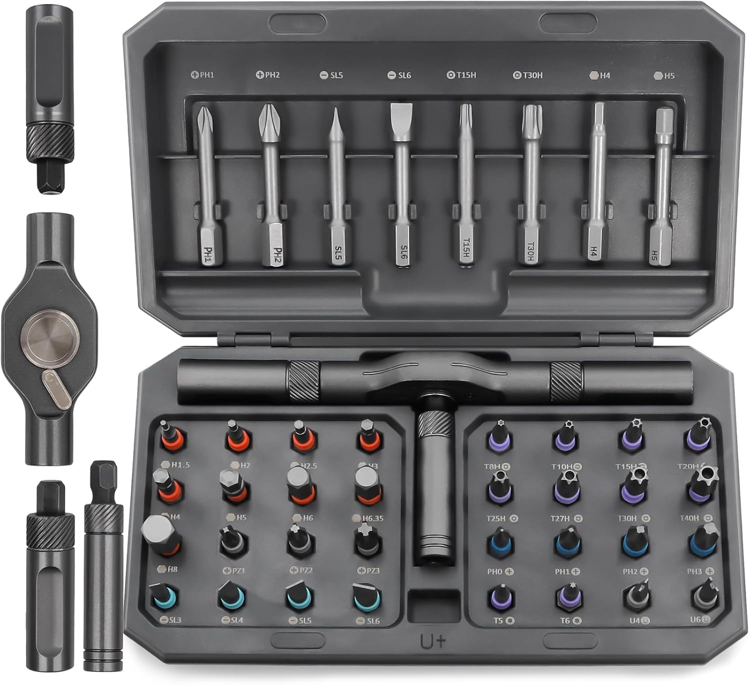 Doaho 42 in 1 Magnetic Ratchet Screwdriver Set,Professional Switchable Screwdriver Kit with Detachable Ratchet Handle,Precision Hand Tool for