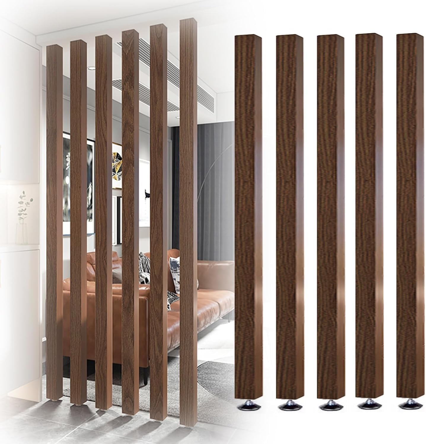 Séparateurs en bois naturel Divi Slish 5x5 cm lot de 5 pour chambre