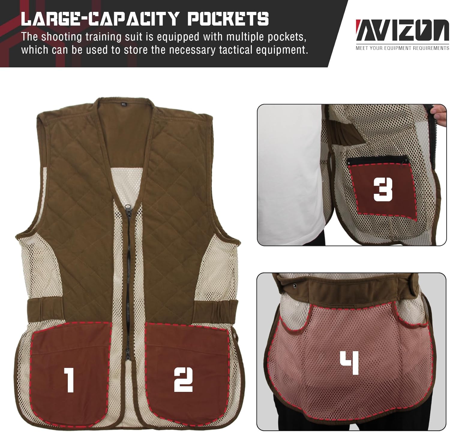 Avizon Adjustable Shooting Vest, Unisex Mesh Shooting Range Vest with Moveable Shoulder Pad for Adults - Image 5