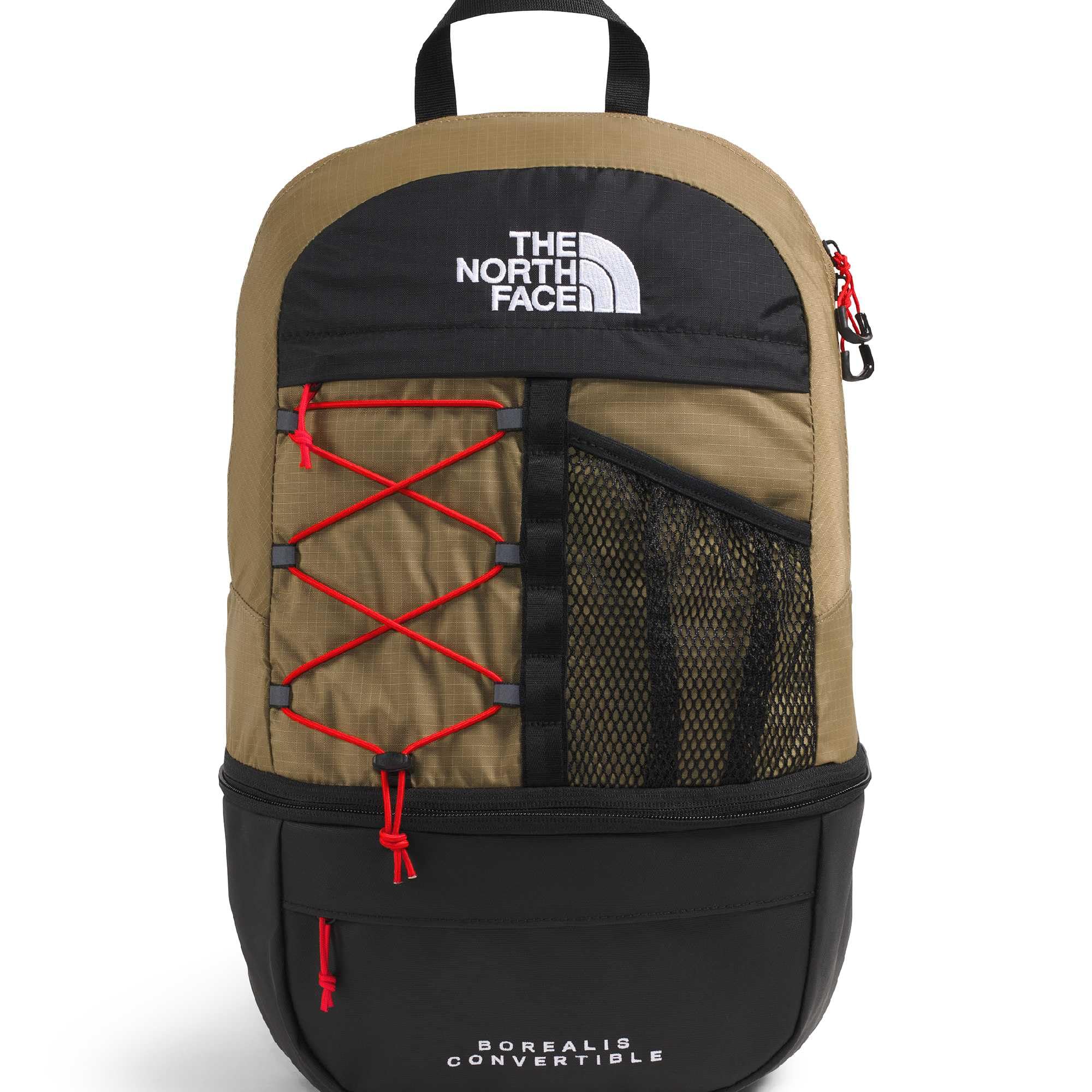 The North Face Borealis Convertible Pack - Commuter Laptop Backpack, Removable Lumbar Pack, Water Repellent Finish, Cedar/Lava Red, One Size