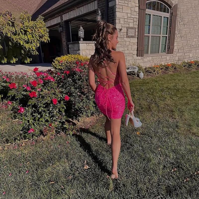 Sparkly Tight Homecoming Dresses for Teens Short Sequin Lace Prom Party Cocktail Dress for Women Mini Bodycon4