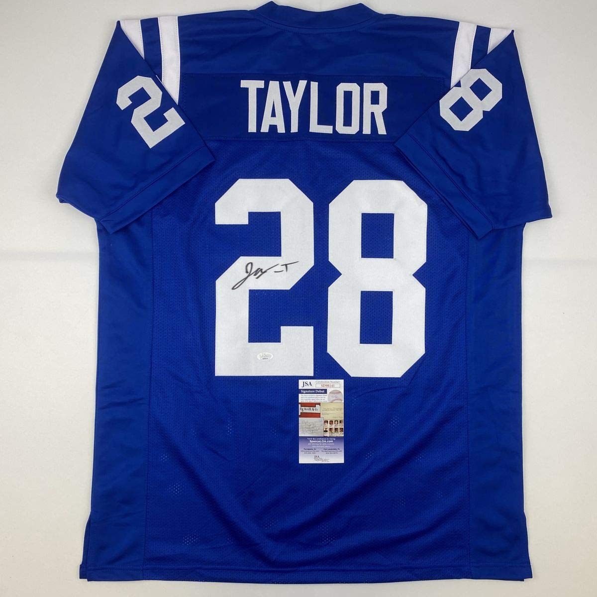 HOFSM.COM Hall of Fame Sports MemorabiliaAutographed/Signed Jonathan Taylor Indianapolis Blue Football Jersey JSA COA