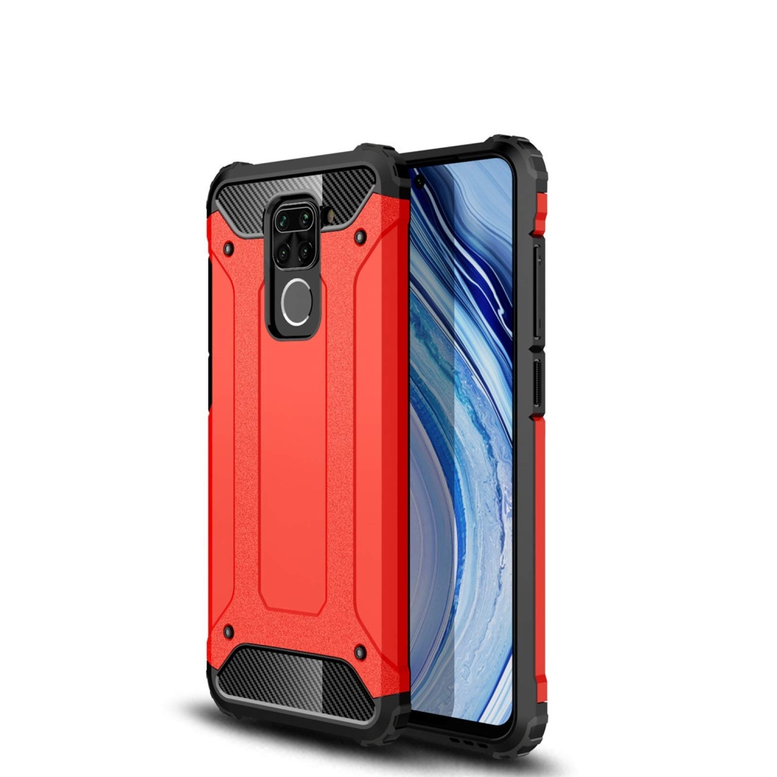 CellphoneMall Protective Case for Xiaomi Redmi Note 9 Magic Armor TPU + PC Combination Case(Black) (Color : Red)