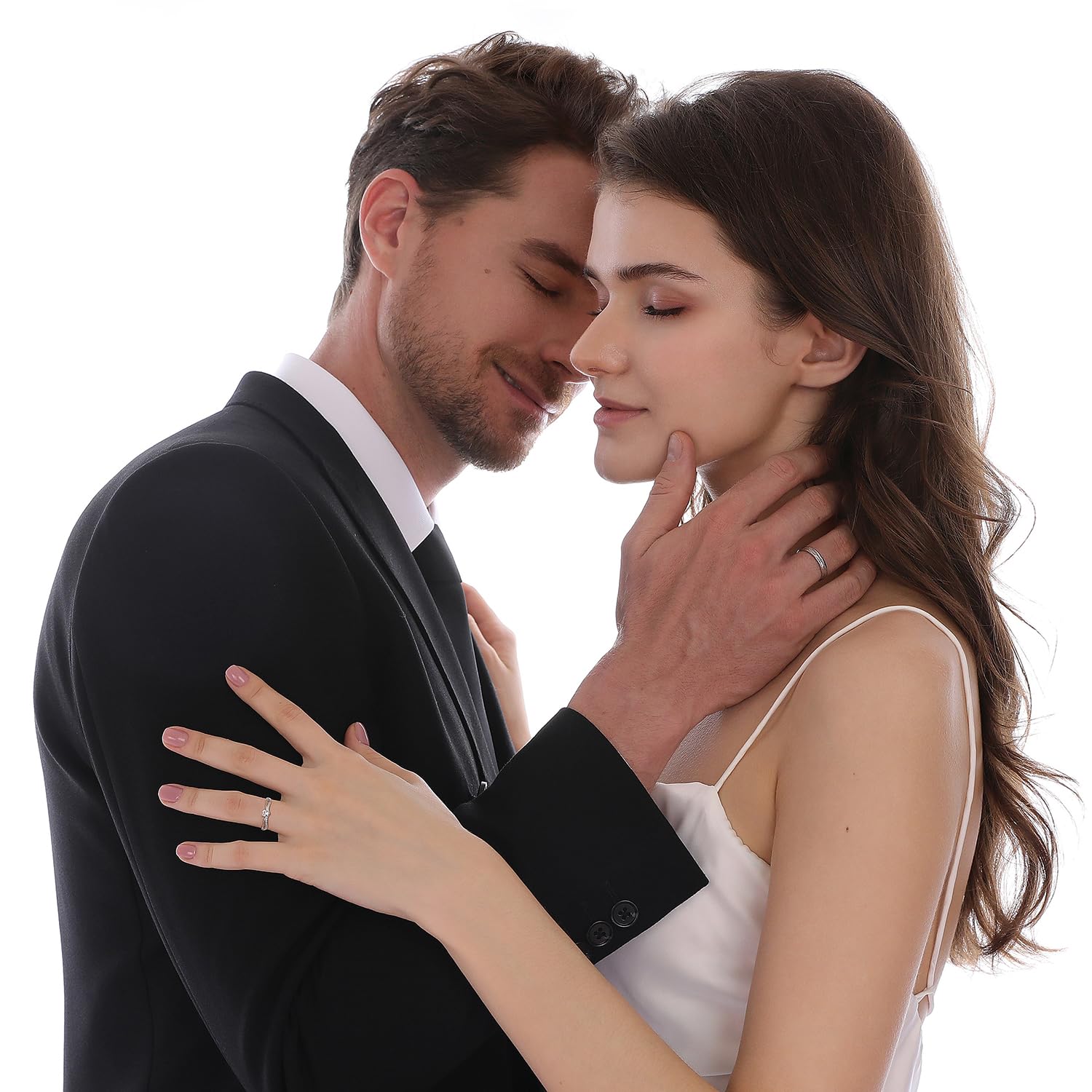 Meissa Plata de Ley 925 Pareja Anillos de Boda Juego de 2 Ajustable Hombre Mujer Anillos de Compromiso Regalos para Parejas de Aniversario Joyería, Conjunto de Dos Anillos