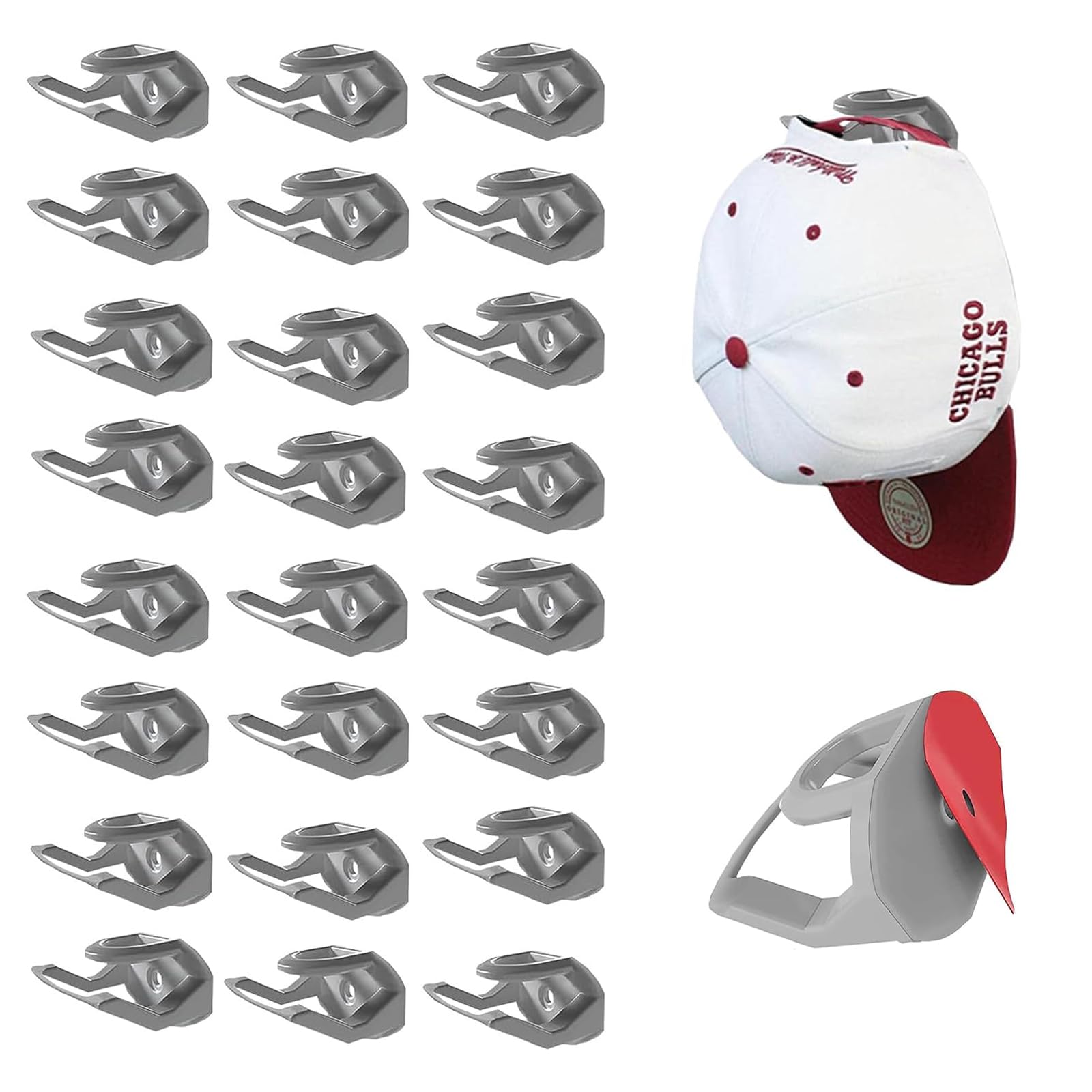 EIIXMSO 24pcs Hat Saver for Door,Acrylic Hat Organizer Wall Adhesive Hooks,Door Hat Rack Cap Display Holder for Baseball Caps, Hat Hangers for Closet