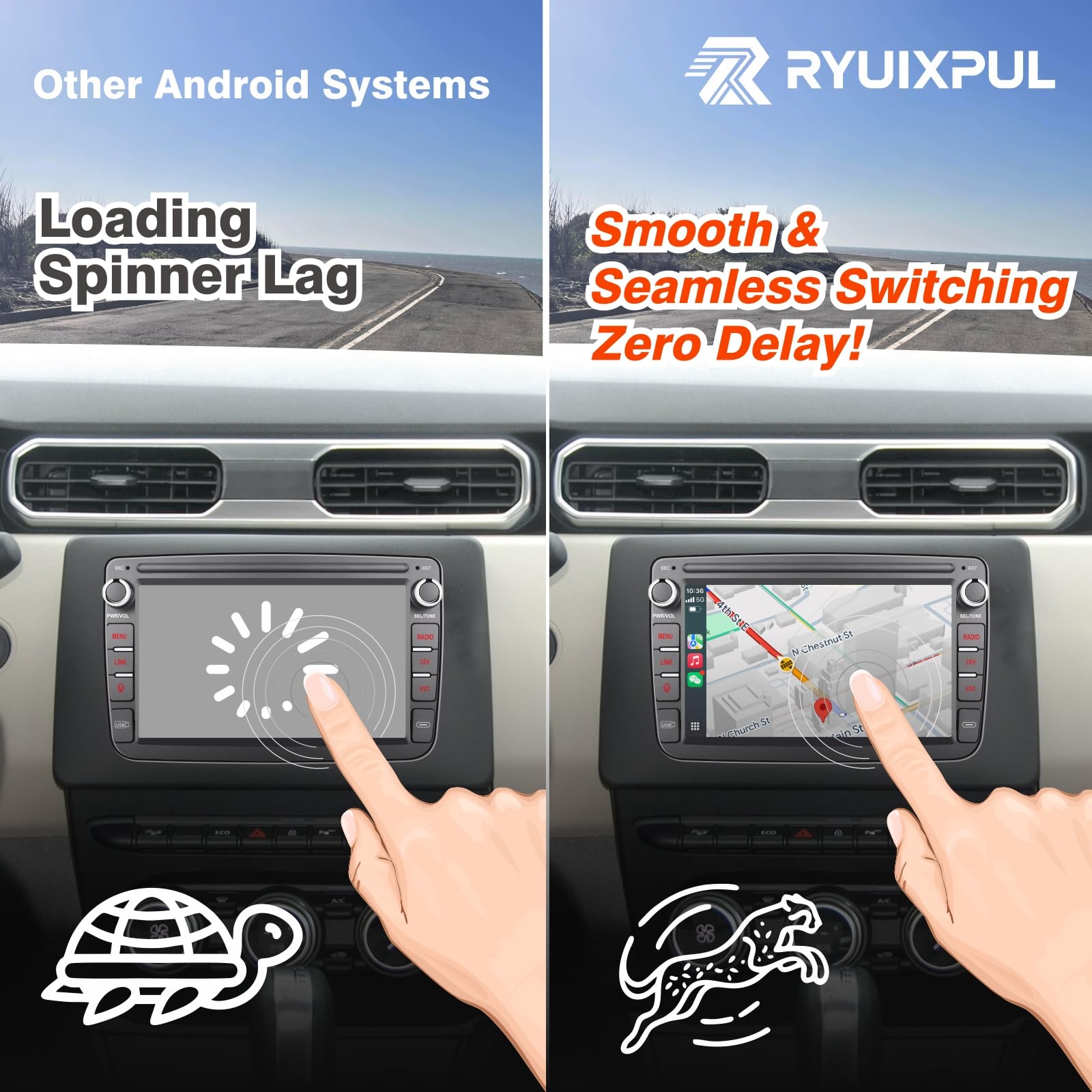 Autoradio mit Wireless CarPlay & Android Auto für Dacia Sandero Duster Logan Dokker Capture Renault Radio mit Touchscreen Bluetooth FM Rückfahrkamera Linux System