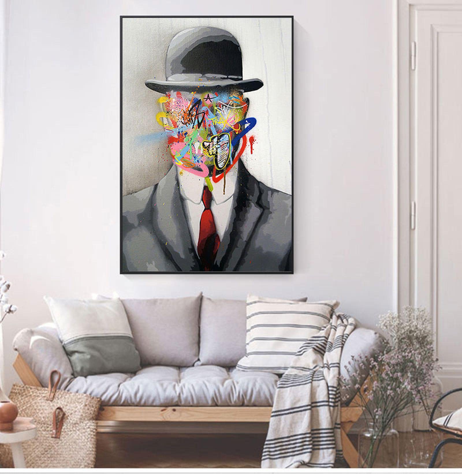 Amazon.co.jp: ルネマグリット有名な絵画「人の子」落書きアート