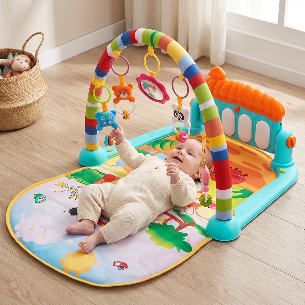 Uonibaby by StarAndDaisy Baby Play Gym Mat with Piano, Kick & Play Activity Gym for Babies, Infants & Toddlers, Hanging Rattle Toys & Fitness Rack-image-33