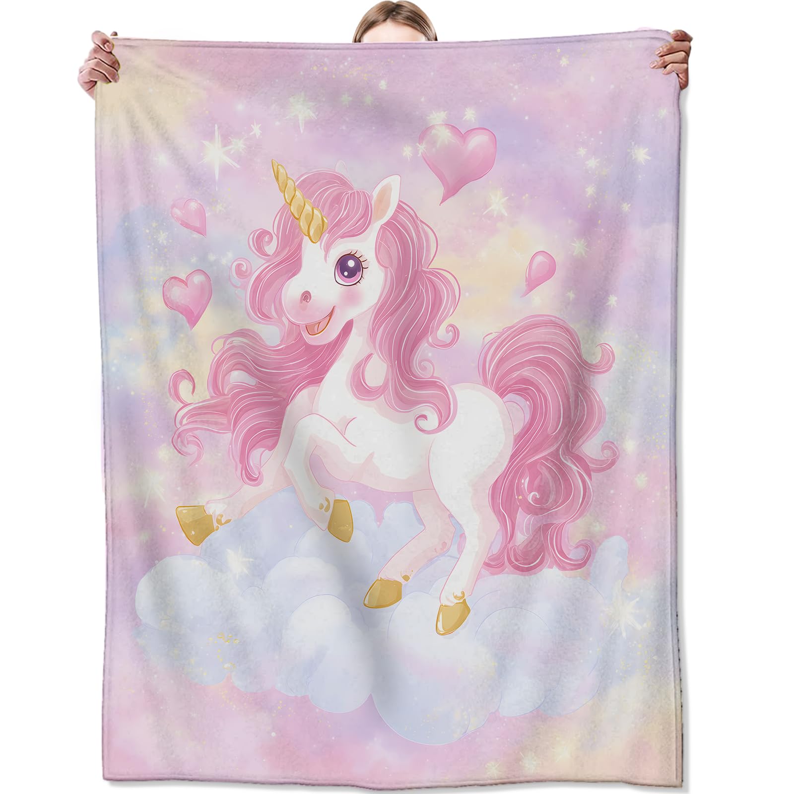 Licornes Magiques Couverture Flanelle Léger Couvertures Chaude Plaid pour Voiture Toutes Les Saisons Hiver 150x200cm