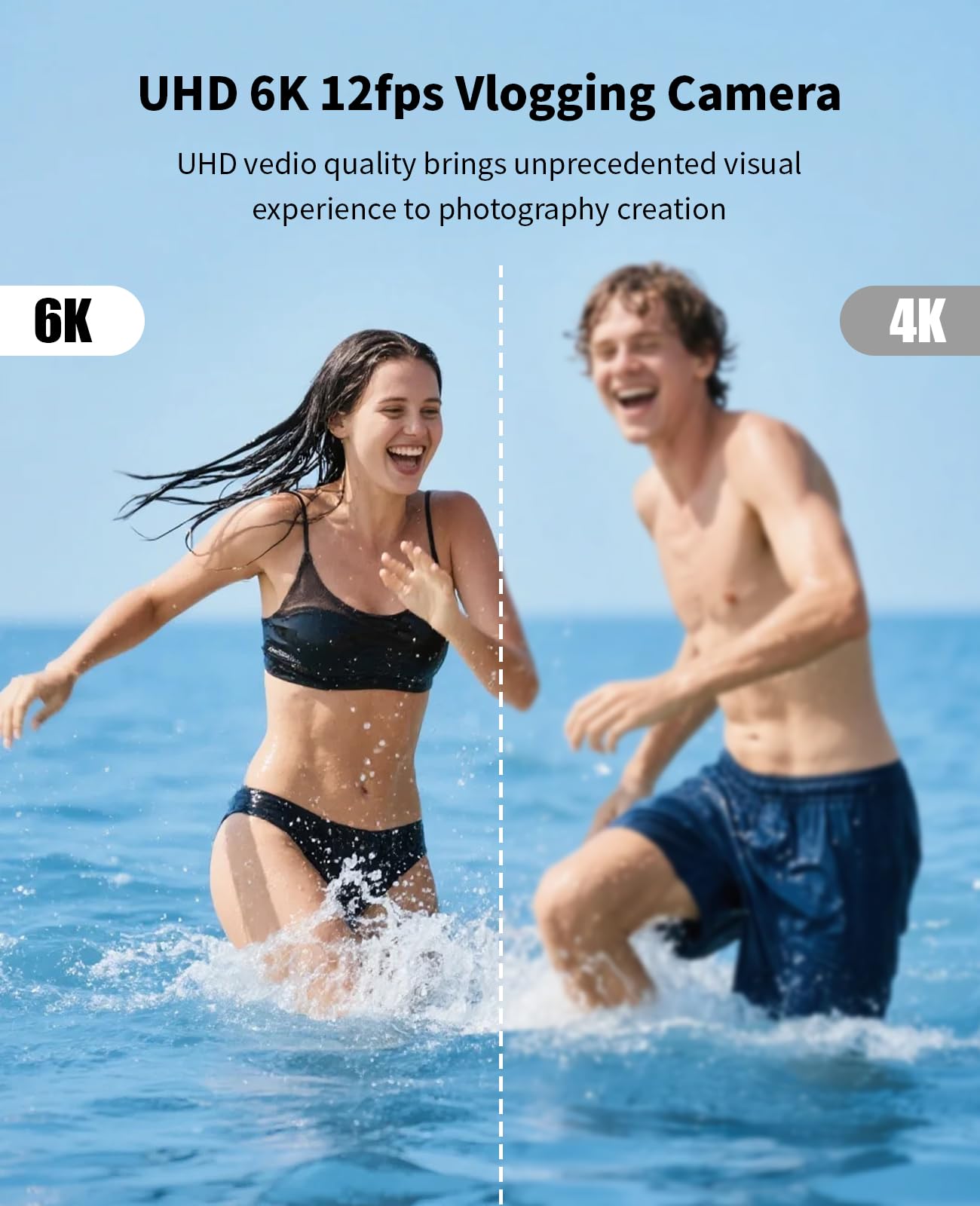 Longyi Digitalkamera 6K 75MP Kamera Fotokamera mit 8X Optischem Zoom, Anti-Shake, Autofokus Vlogging Kamera mit 180°-Klappbildschirm Selfie, 64GB-Card & Kartenleser, Ständer, Fotoapparat für Youtuber
