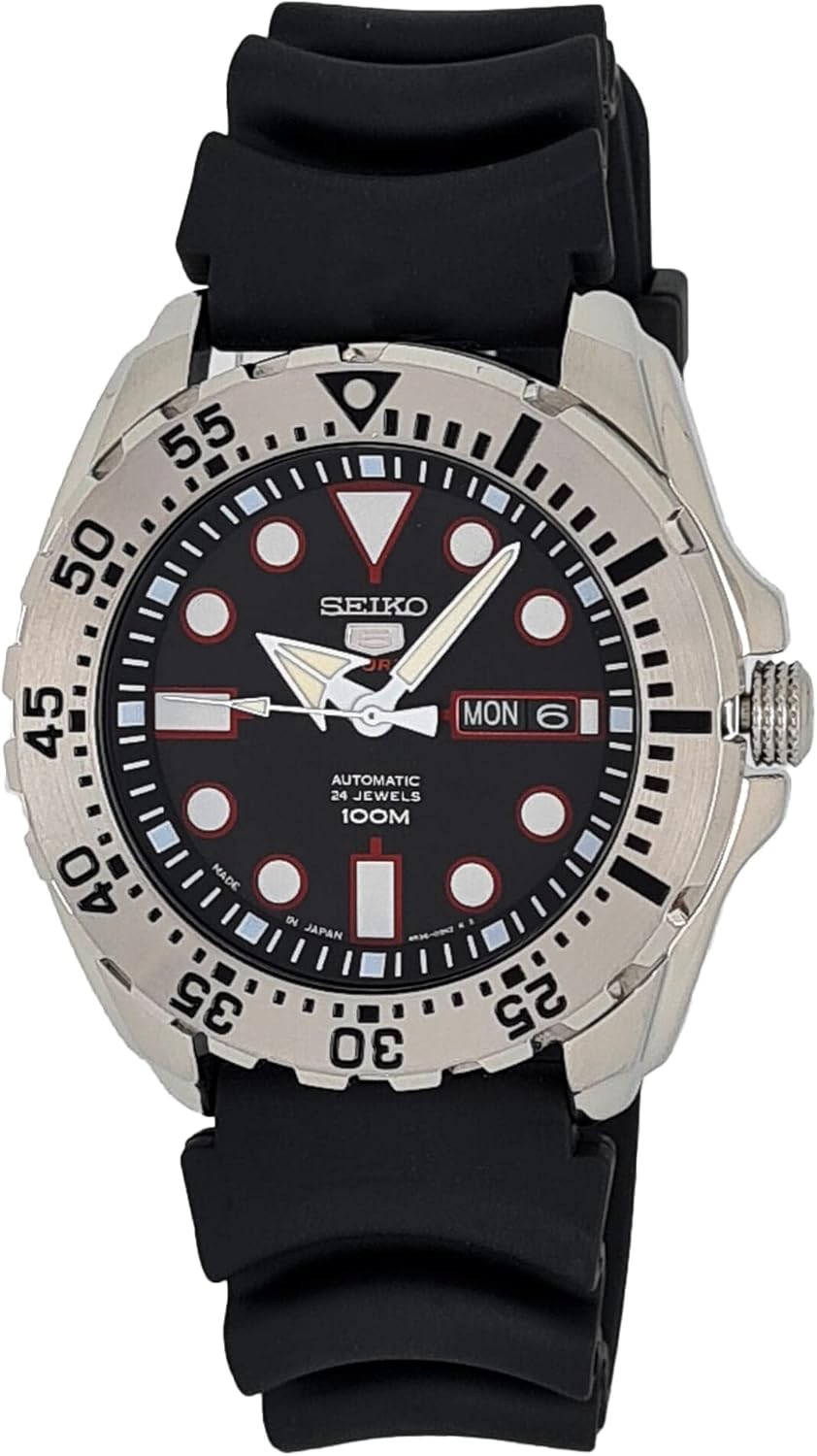 Seiko Men's Automatic Watch with Analog Display and Rubber Strap SRP601J1, Black