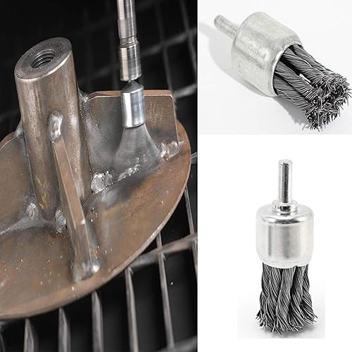 Miniatura 6 de Paquete de 9 cepillos de ruedas de alambre para taladro, tamaños 0.8 pulgadas, 1 pulgada y 1.2 pulgadas, cepillo Mixiflor anudado y extremo de