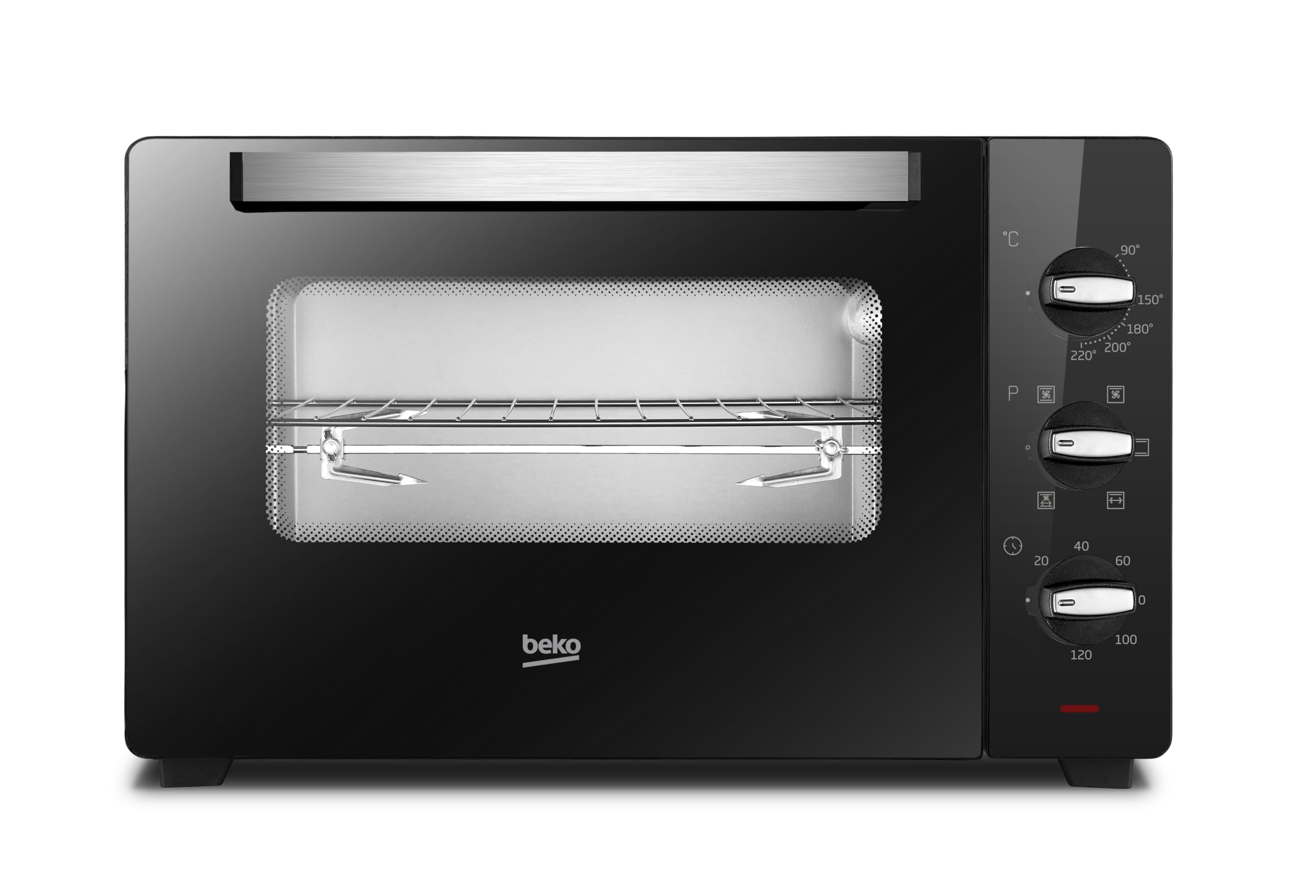Beko BMOF45B Placa eléctrica con circulación, 45 litros, 2000 W, 5 funciones, temporizador 120 min, temperatura hasta 220 grados, negro