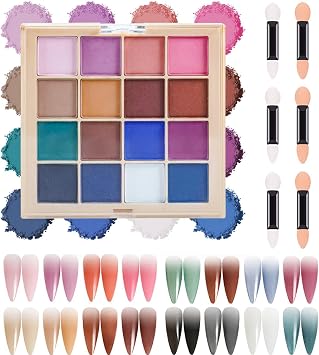 16 Colors Nail Pigment Powder Palette, Solid Pigment Powder for Nails Set Colored Pigmentos para Unas, Nail Art Palette Manicure DIY Accessories