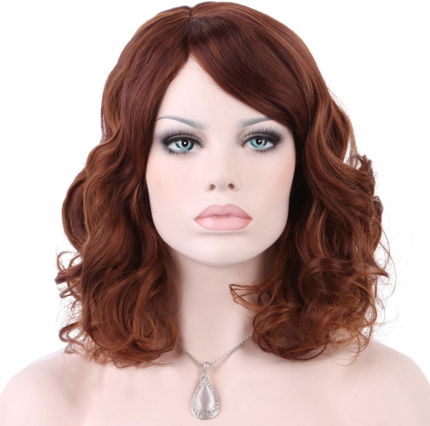 KeeWig Synthetic Auburn Wig Shaggy Waves Piano Blend Dark Auburn and Honey Blonde JANE #P3327