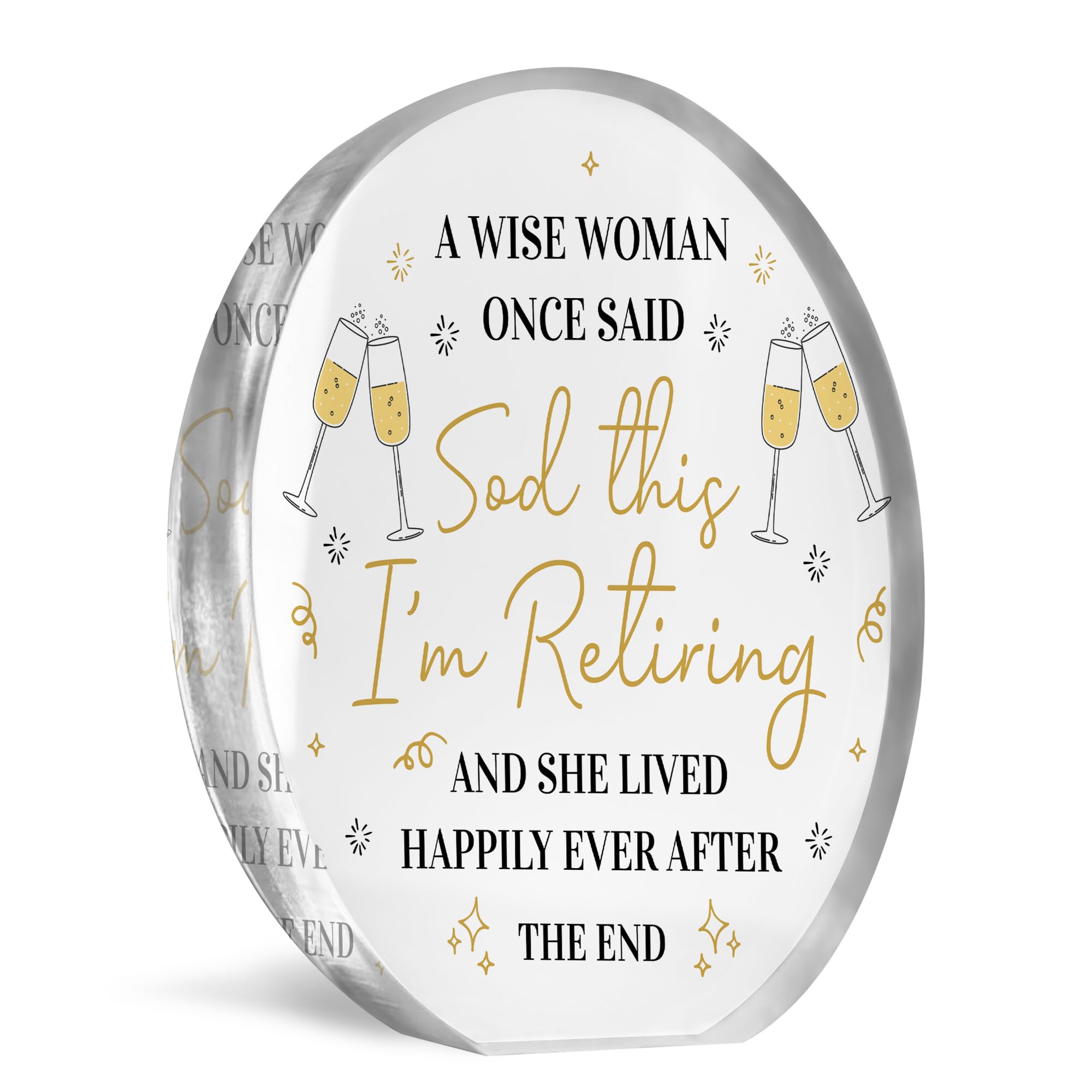Red Ocean Funny Retirement Acrylic Plaque for Woman, A Wise Woman Once Said I'm Retiring Keepsake Gift, Happy Retirement Gift for Colleague Friend or Coworker Desk Decoration