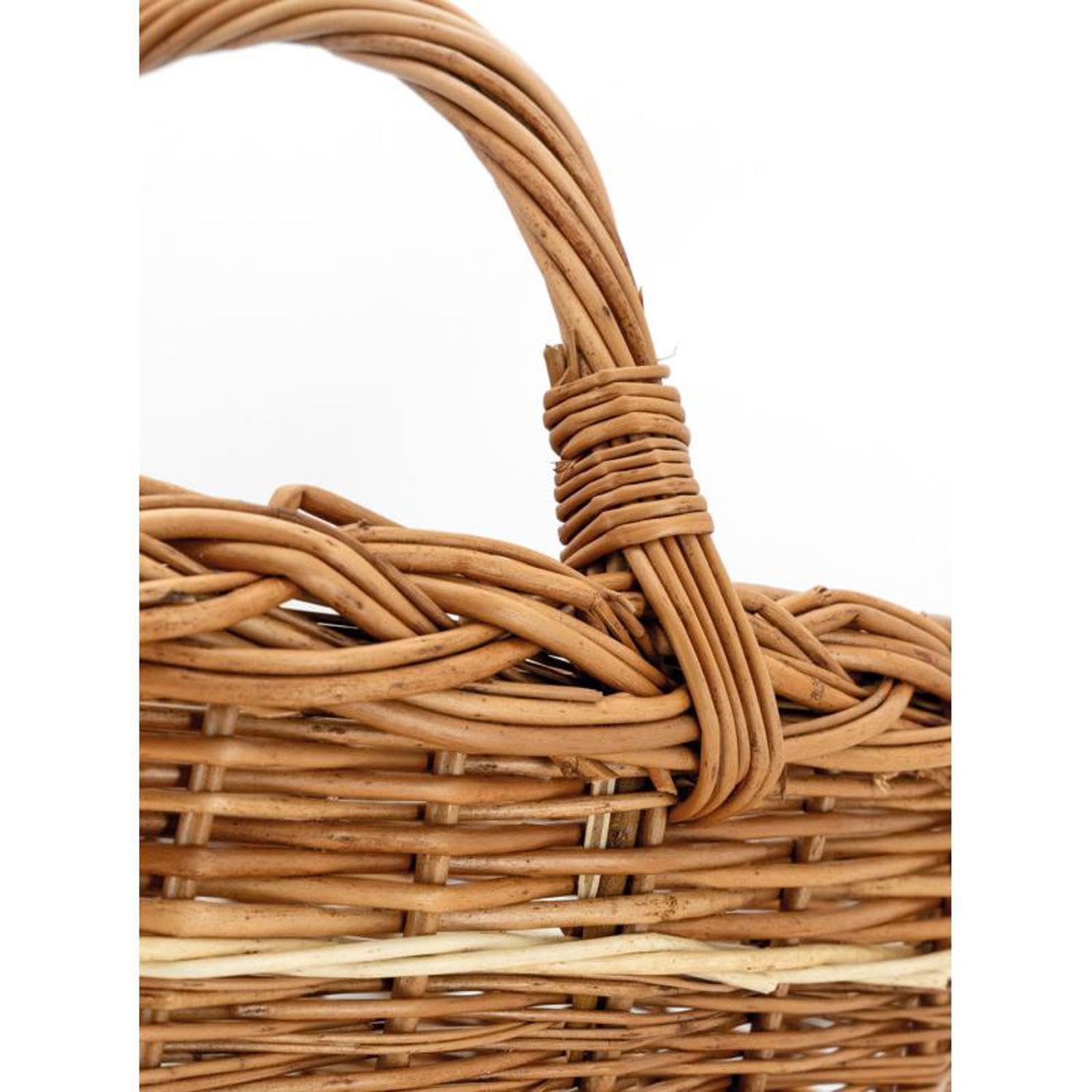 AUBRY GASPARD - Panier à Provisions Osier Lucette - Ovale Bicolore Beige et Caramel - Rebords Tressés - 40x30x22 cm - Poids 0,50 kg - Idéal Courses et Pique-Niques
