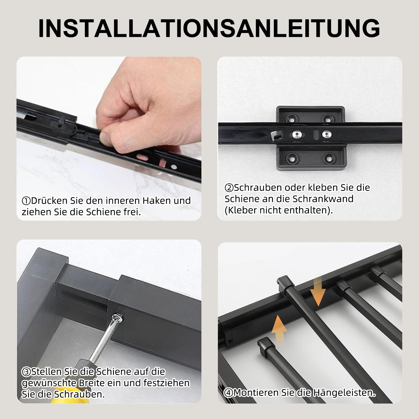 Hoconnie Versteckter Ausziehbarer Hosenhalter Platzsparend über der Waschmaschine Wand-Trockenstange aus Aluminiumlegierung Sanft-Schließen Tiefe 540mm Breite 560-610mm Weiß