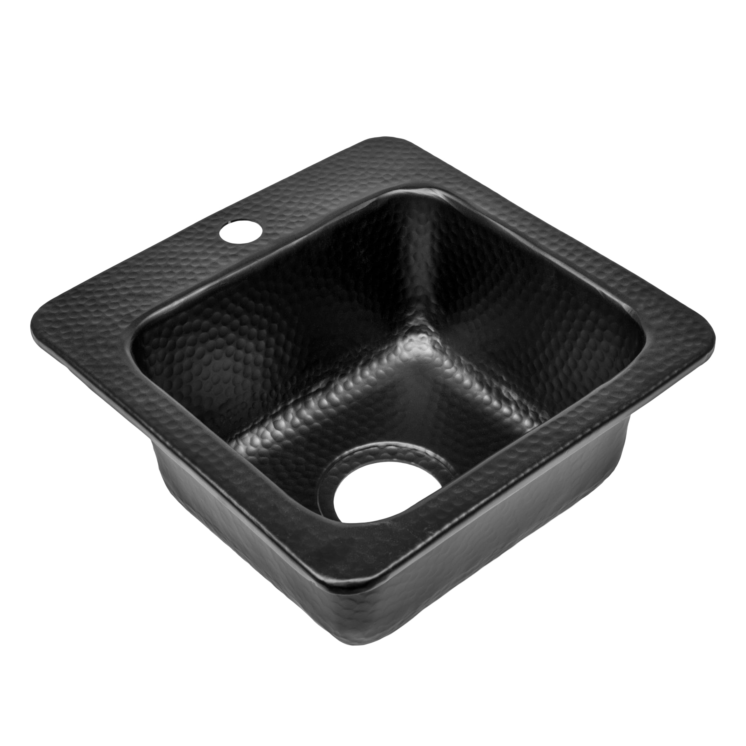 Monarch Abode 15-inch Hand Hammered Matte Black Aluminum Baxter Drop in Small...