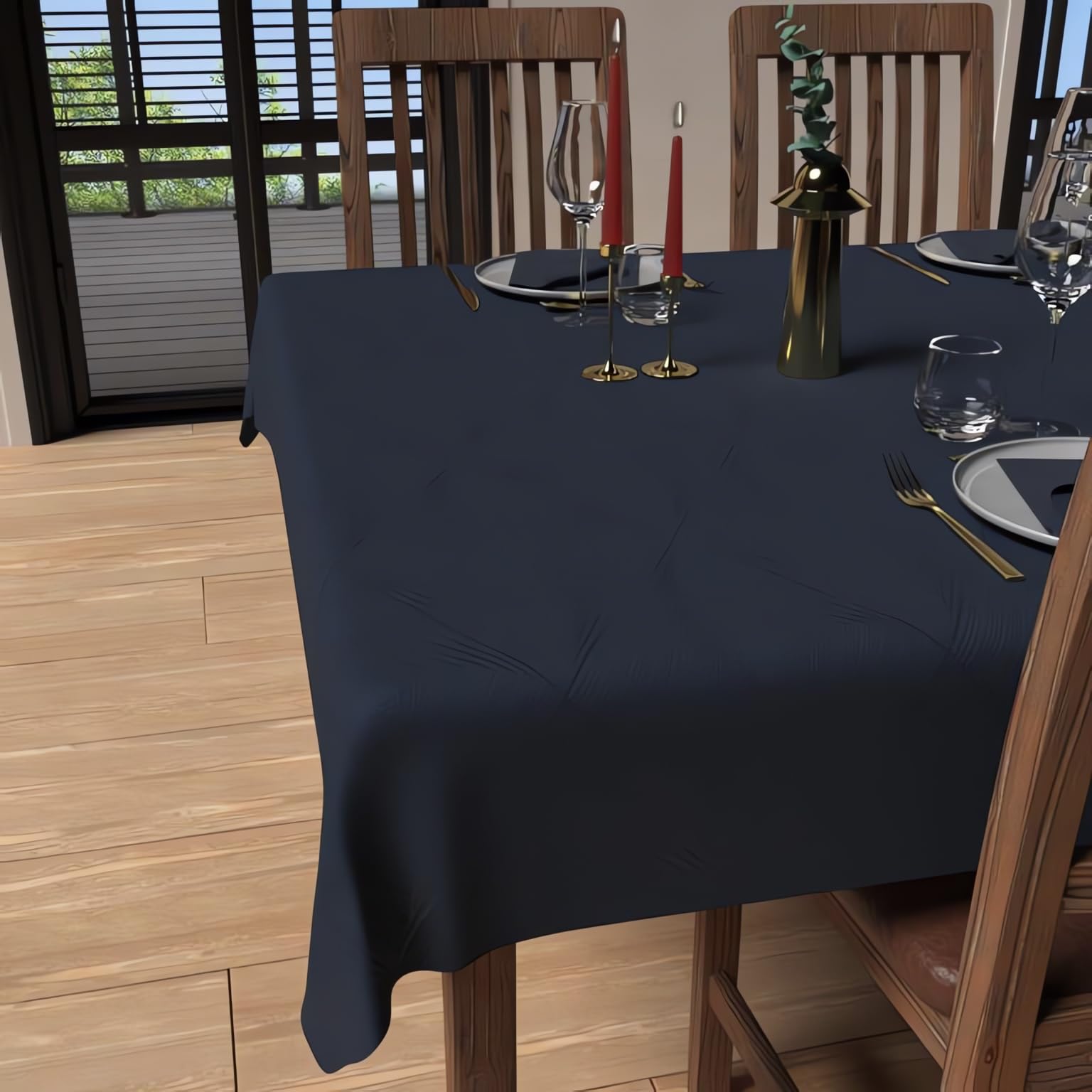 Soleil d'ocre, Stain-Resistant Rectangular Tablecloth 150 x 300 cm Midnight Blue