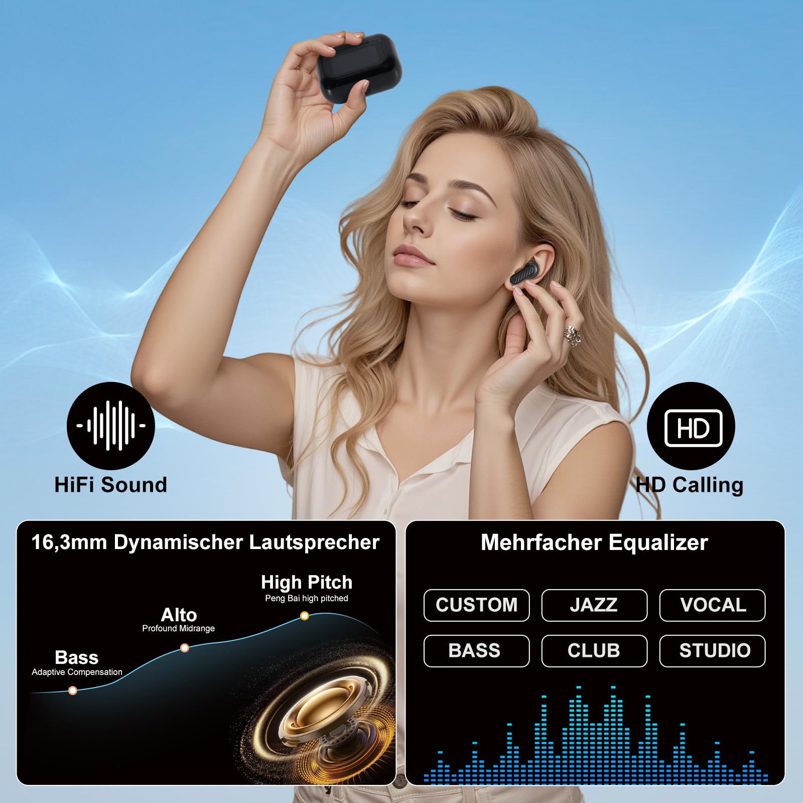 OpenRock S Open Ear Bluetooth 5.3, cuffie Air Conduction con 60 ore, ENC Call Noise Cancelling, IPX5, impermeabili, senza fili Bluetooth per sport