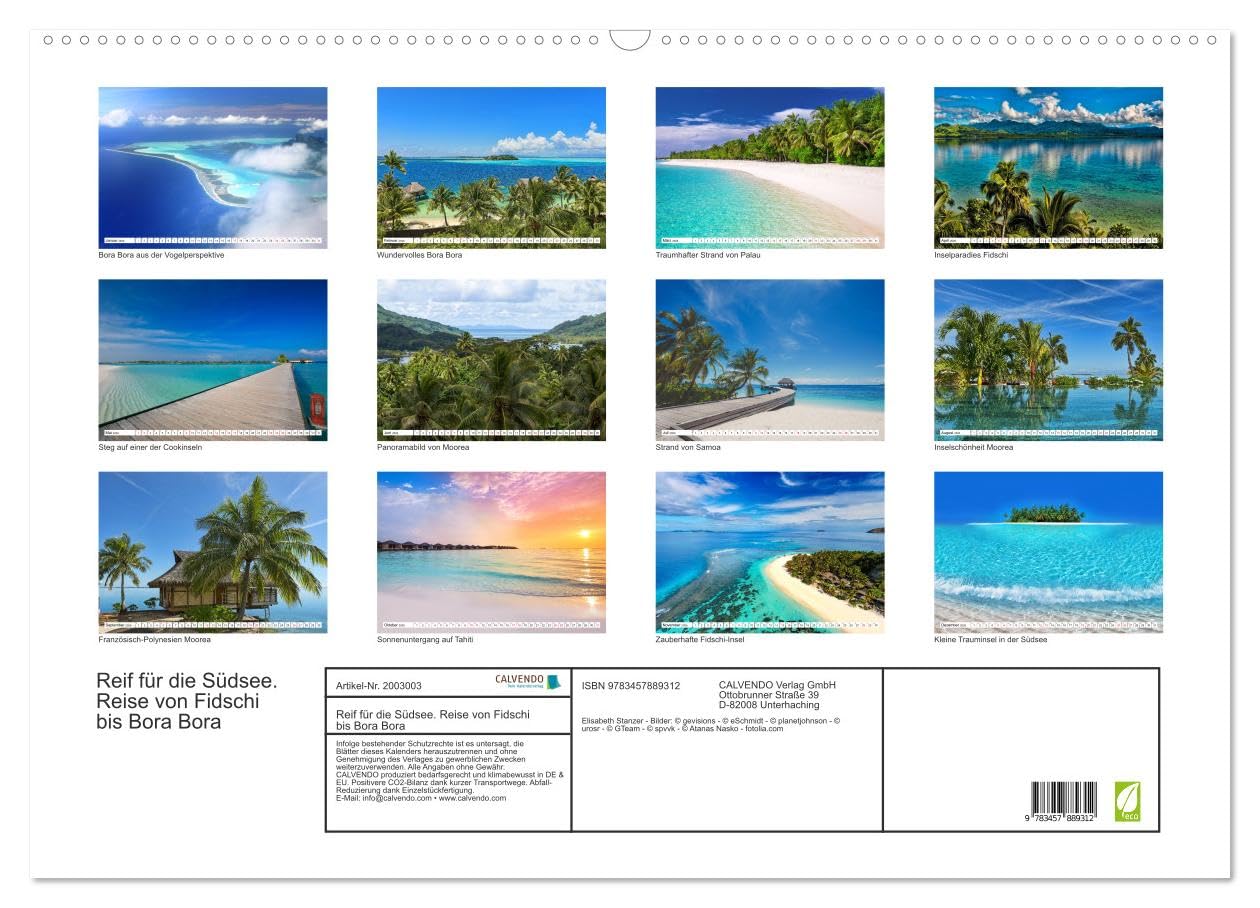 Reif für die Südsee. Reise von Fidschi bis Bora Bora (Wandkalender 2026 DIN A2 quer), CALVENDO Monatskalender: Eine Reise zu den paradiesischen Trauminseln am Ende der Welt. (CALVENDO Orte)
