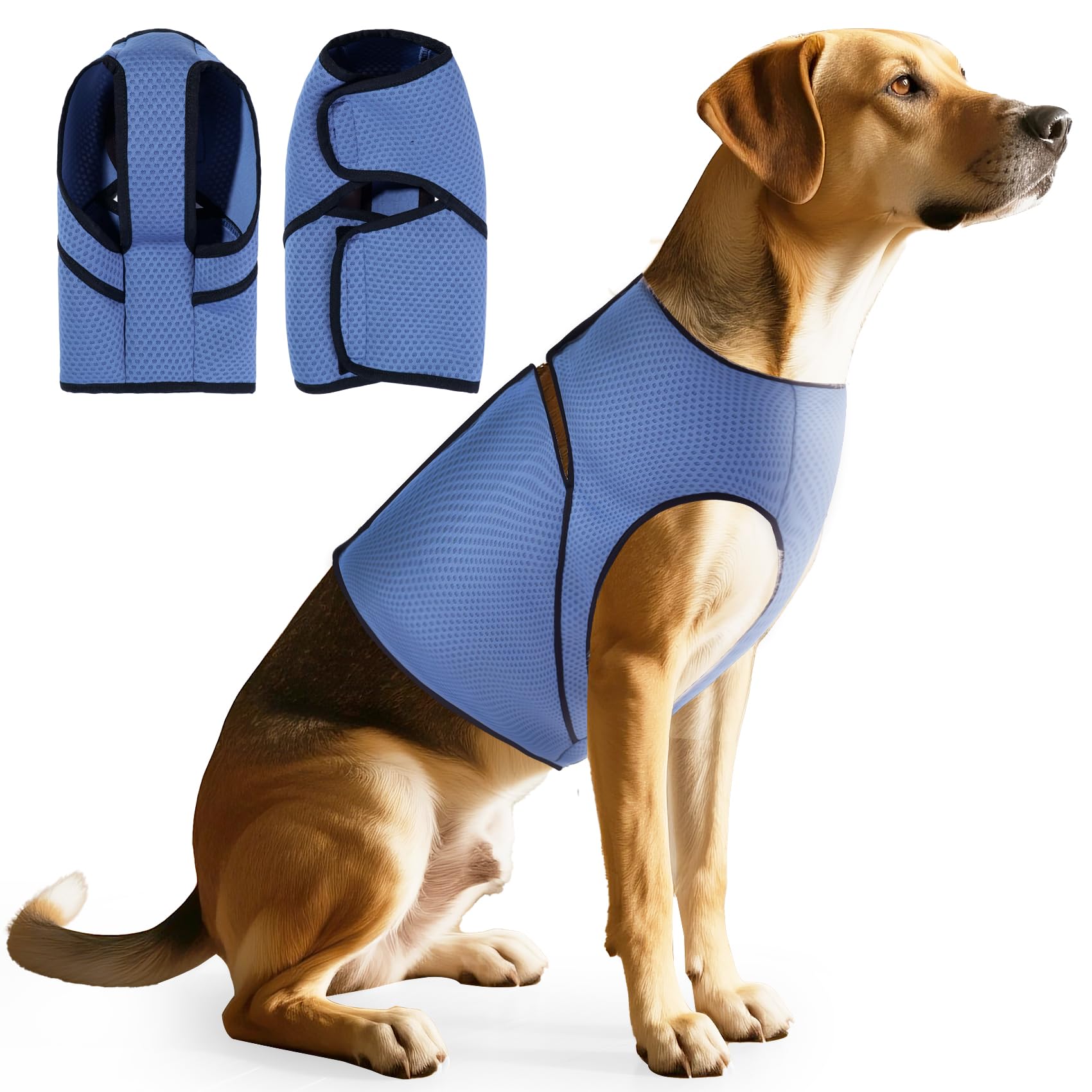 Gilet calmante per cani, per alleviare l'ansia, per cani, comodo e regolabile, morbida pressione, per Thunder, viaggi e fuochi d'artificio (blu, L)