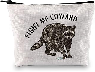 Raccoon Cosmetic Bag Raccoon Gift For Raccoon Lover Fight Me Coward Raccoon Themed Zipper Pouch (FIGHT ME COWARD)