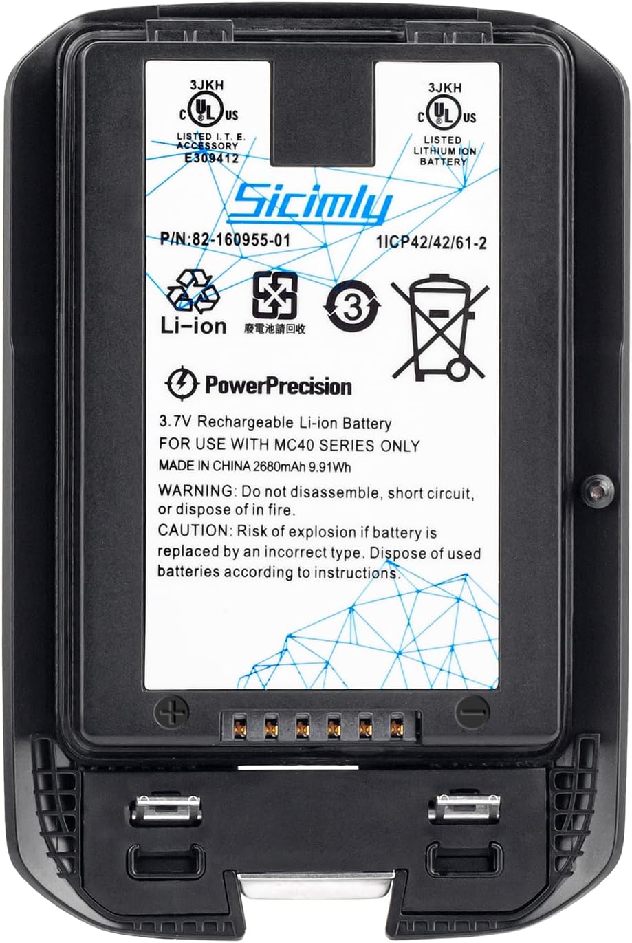 Sicimly mc40 Replacement Batteries fit for Symbol for Motorola MC40 MC40C MC40N0 MC40N0-SLK3R01 82-160955-01 82-160955-03 Series Scanner Battery,2680mAh.