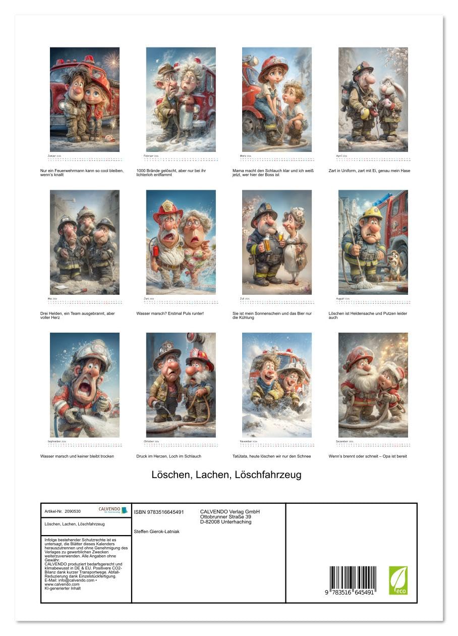 Löschen, Lachen, Löschfahrzeug (hochwertiger Premium Wandkalender 2026 DIN A2 hoch), Kunstdruck in Hochglanz: Mit schrägem Humor, frechen Sprüchen und ... sehr menschlichen Pannen. (CALVENDO Menschen)