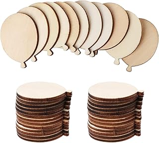 50pcs Mini Balloon Wood DIY Crafts Cutouts Wooden Balloon Shaped Unfinished Wood Ornaments for DIY Projects Wedding Birthday Decorations