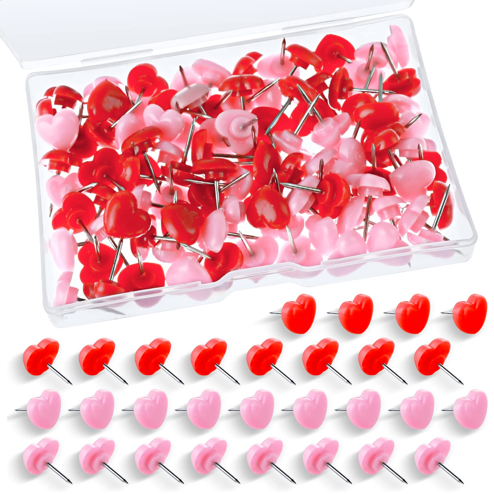 Ouligay 100PCS Heart Push Pins for Cork Board Decorative Pushpins Thumb Tacks Cute Notice Board Pins for Home School Office Notice Board Cork Board