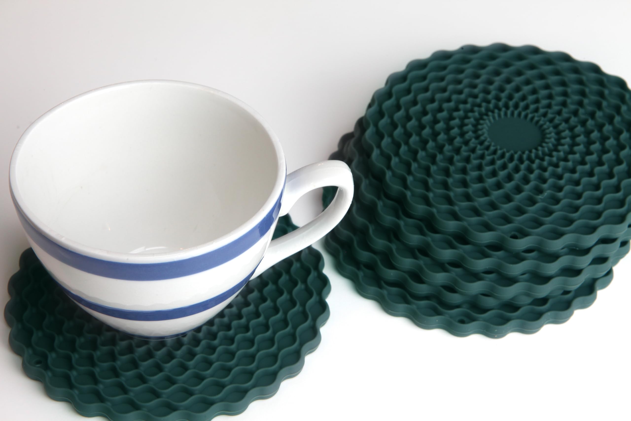 Dark Green Drinks Coasters Set of 6 by Stone & Thyme, a UK Brand. Non Slip - Image 2