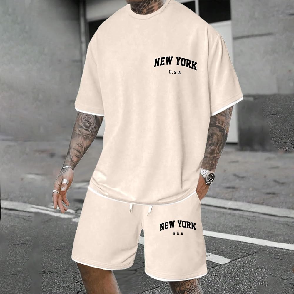 Herren 2-teiler Sommer Outfit | Leinen Hemd & Shorts Set | Slim Fit Freizeitanzug