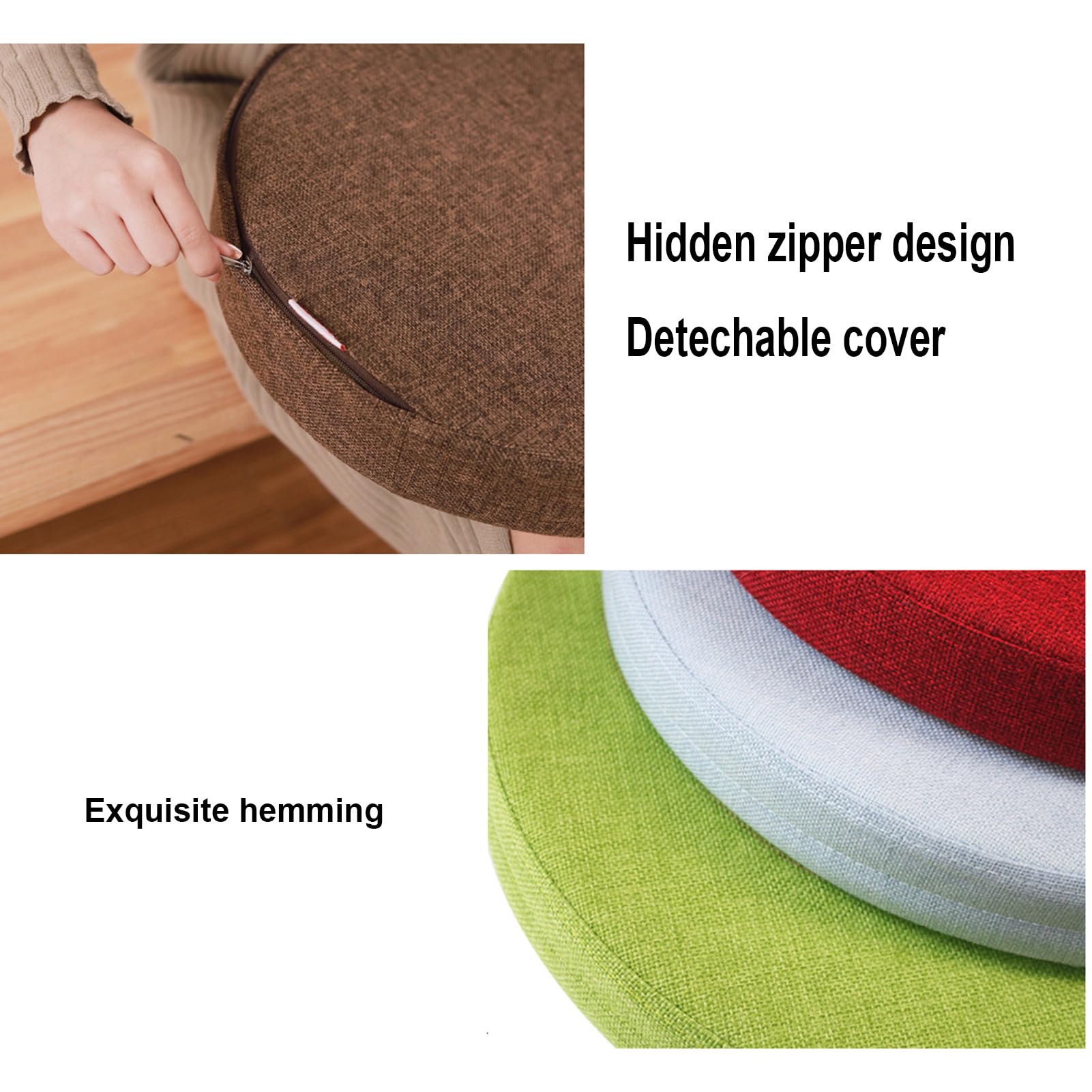 Lot de 4 coussins de chaise ronds avec housses amovibles en éponge douce pour intérieur salle à manger, salon, extérieur
