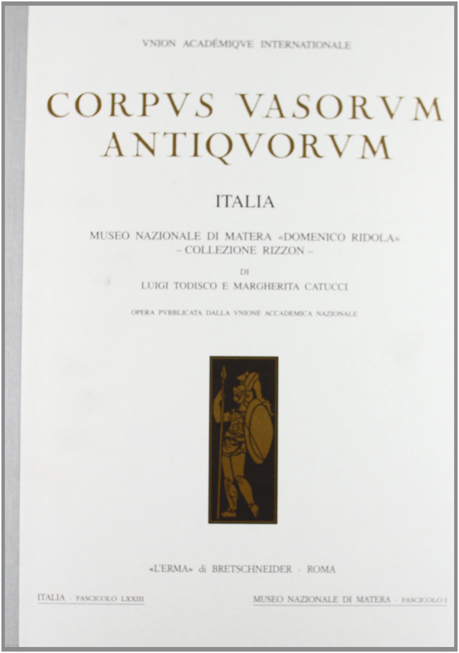 Corpus vasorum antiquorum Matera livre archeologie vase grec vol 73