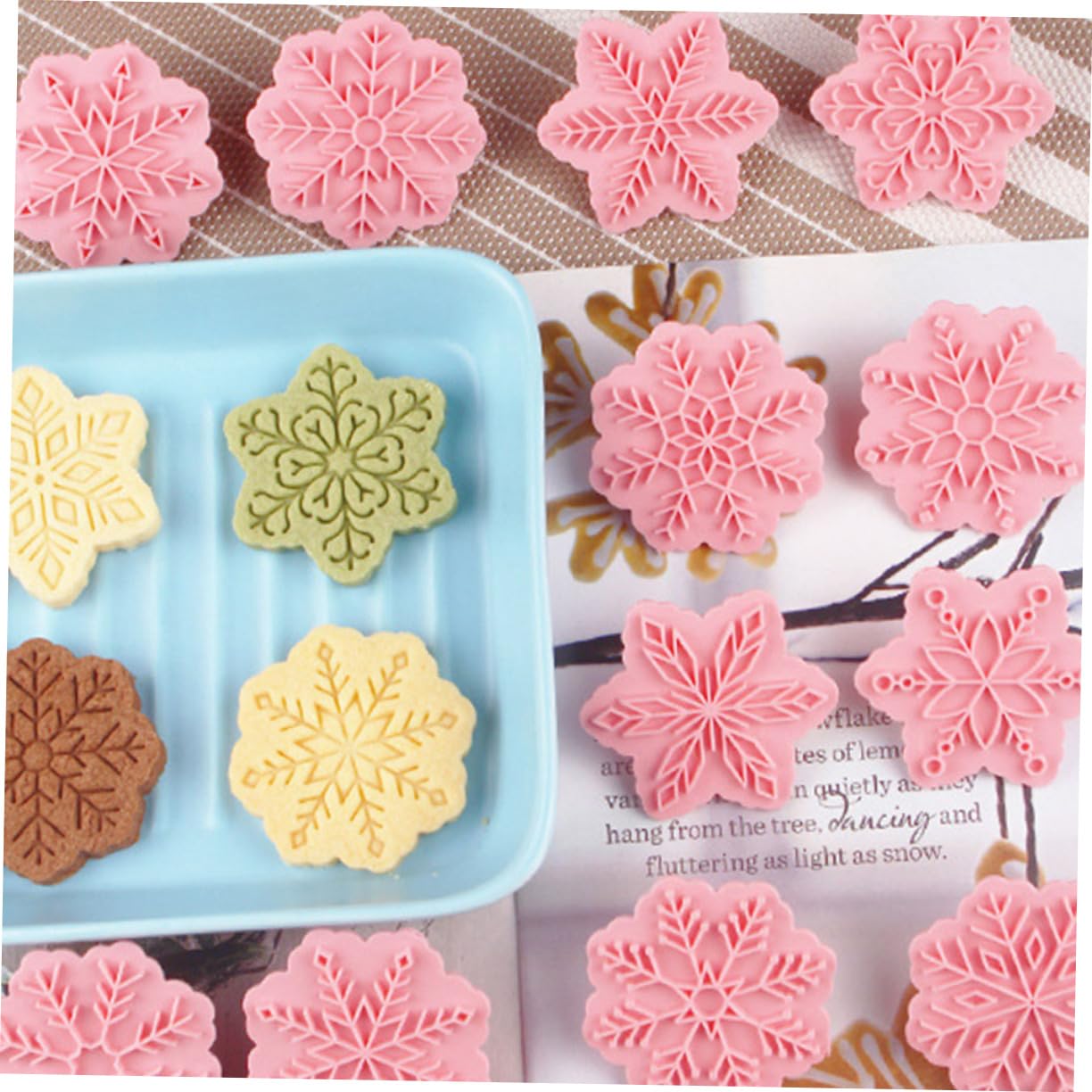 Cabilock 2 Juegos Herramienta Para Hornear Galletas Con Plantilla De De Nieve Molde Para Galletas Navideñas Molde Para Galletas Tipo Prensa Molde Para Galletas Prensa Para 18 Uds * 2