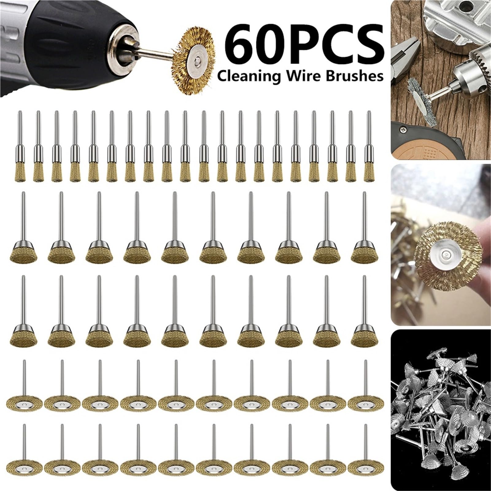 Nasadki szczotkowe do wiertarek, Szczotki metalowe Ścierne koło szczotki drucianej 20/60 szt. Do polerowania narzędzi obrotowych. Gratować(60PCS Product 1 A)