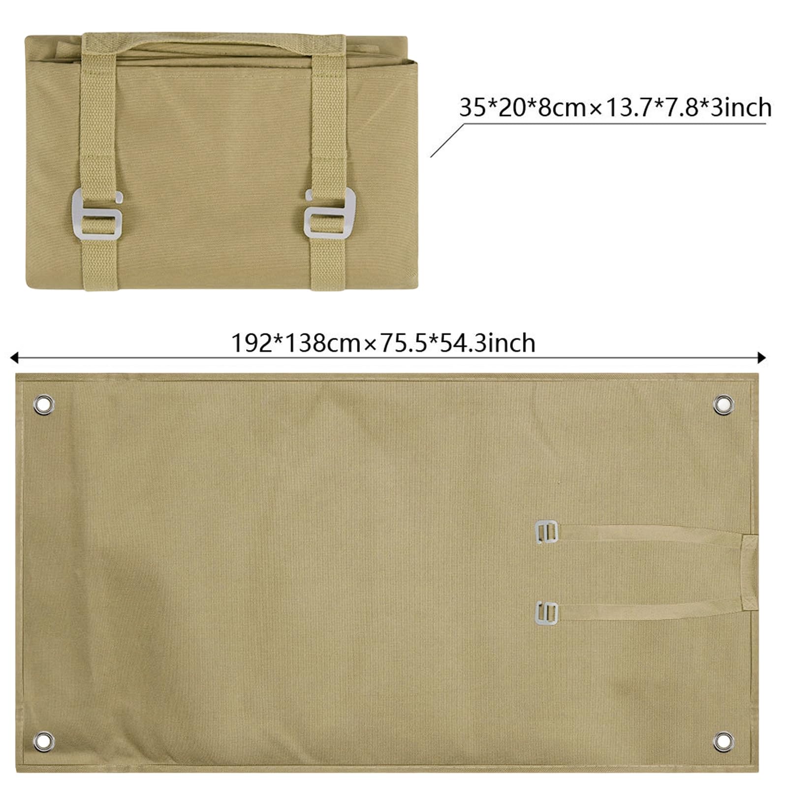 Manta de Picnic Impermeable para Suelo Plegable con Asa 192x138 cm Resistente al Agua Ideal para Camping Playa Barbacoa Senderismo Color Caqui