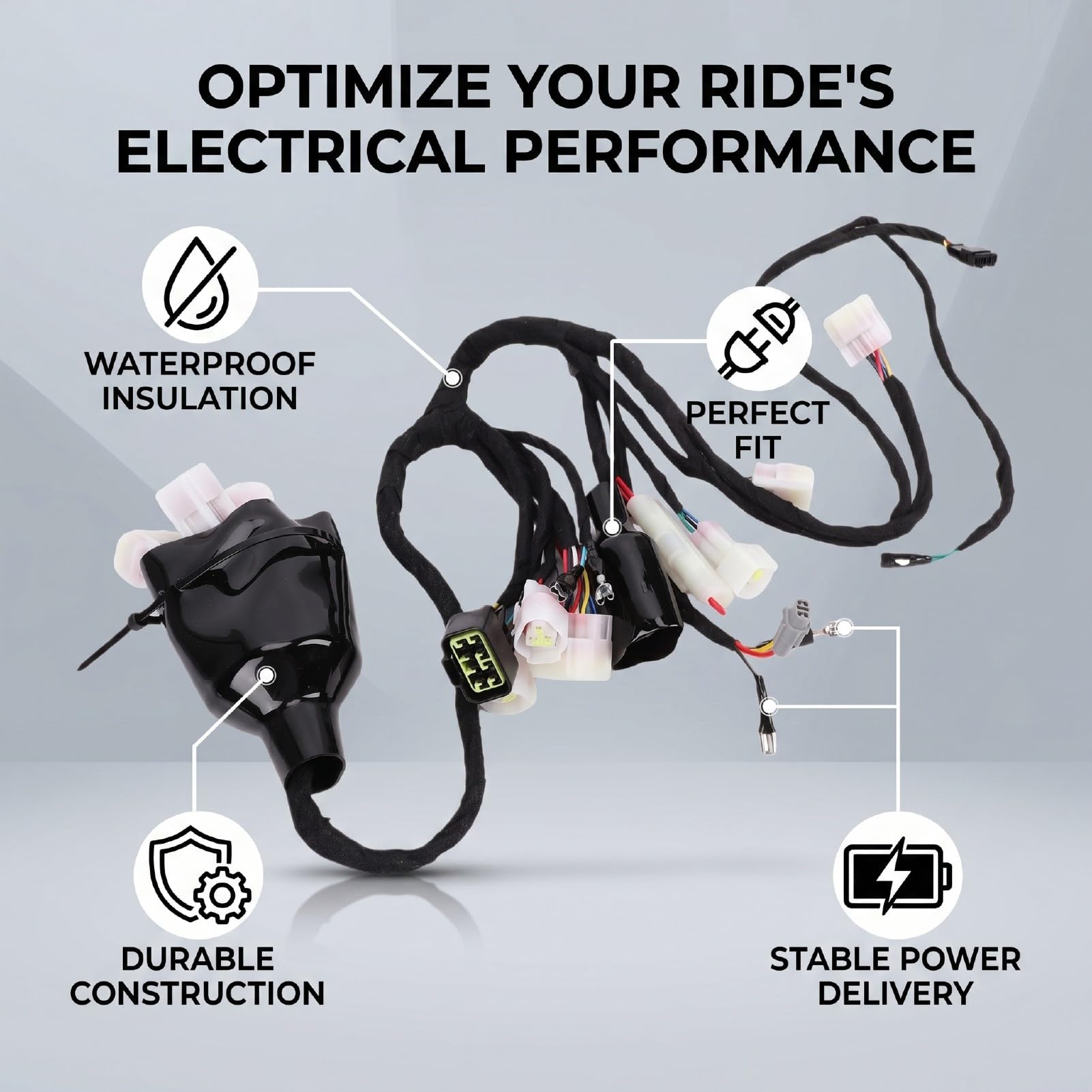 Arnés de Cableado Completo para Motocicleta, Ensamblaje de Diseño Robusto