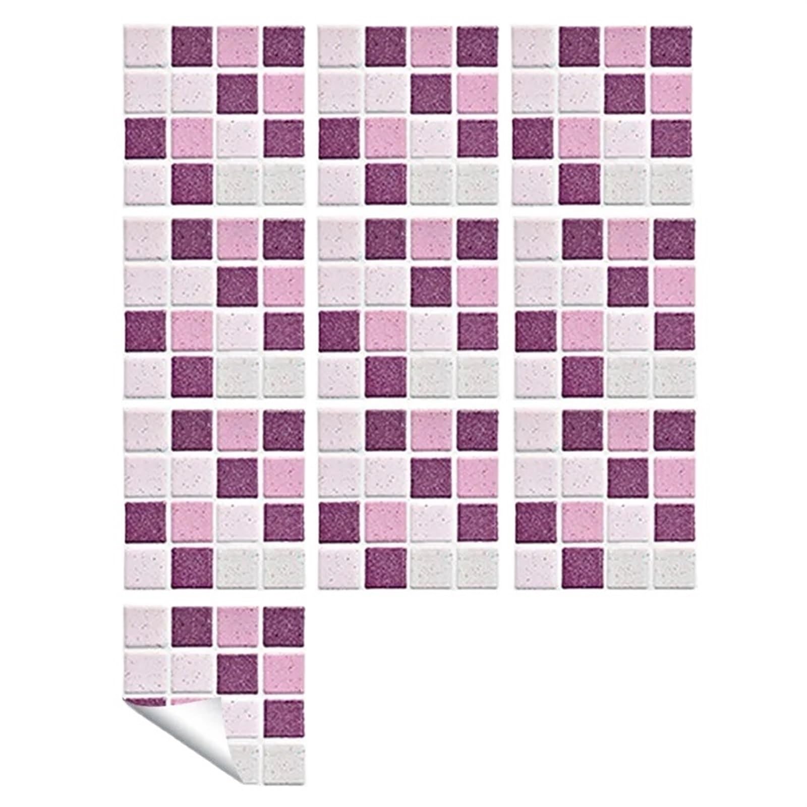 Płytki mozaikowe, Miniaturowe płytki mozaikowe 10 szt. Naklejki na płytki mozaikowe Kryształowe samoprzylepne naklejki ścienne do kuchni Salon Łazienka Dekoracja PVC(Color 6,10X10cmX10pcs)