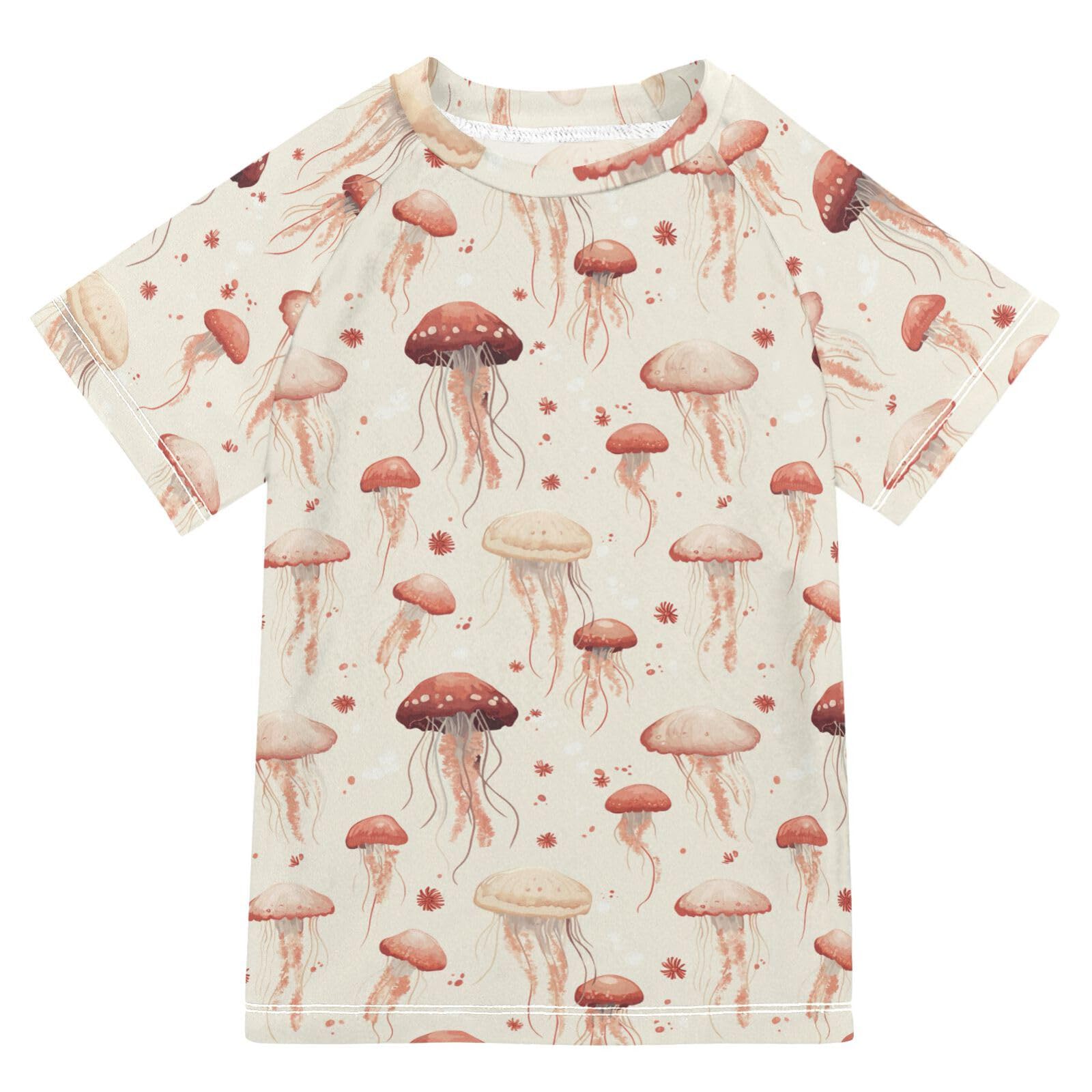 Girl Bathing Suit Short Sleeve Rash Guard Girls 4T Cute Aliens Head White