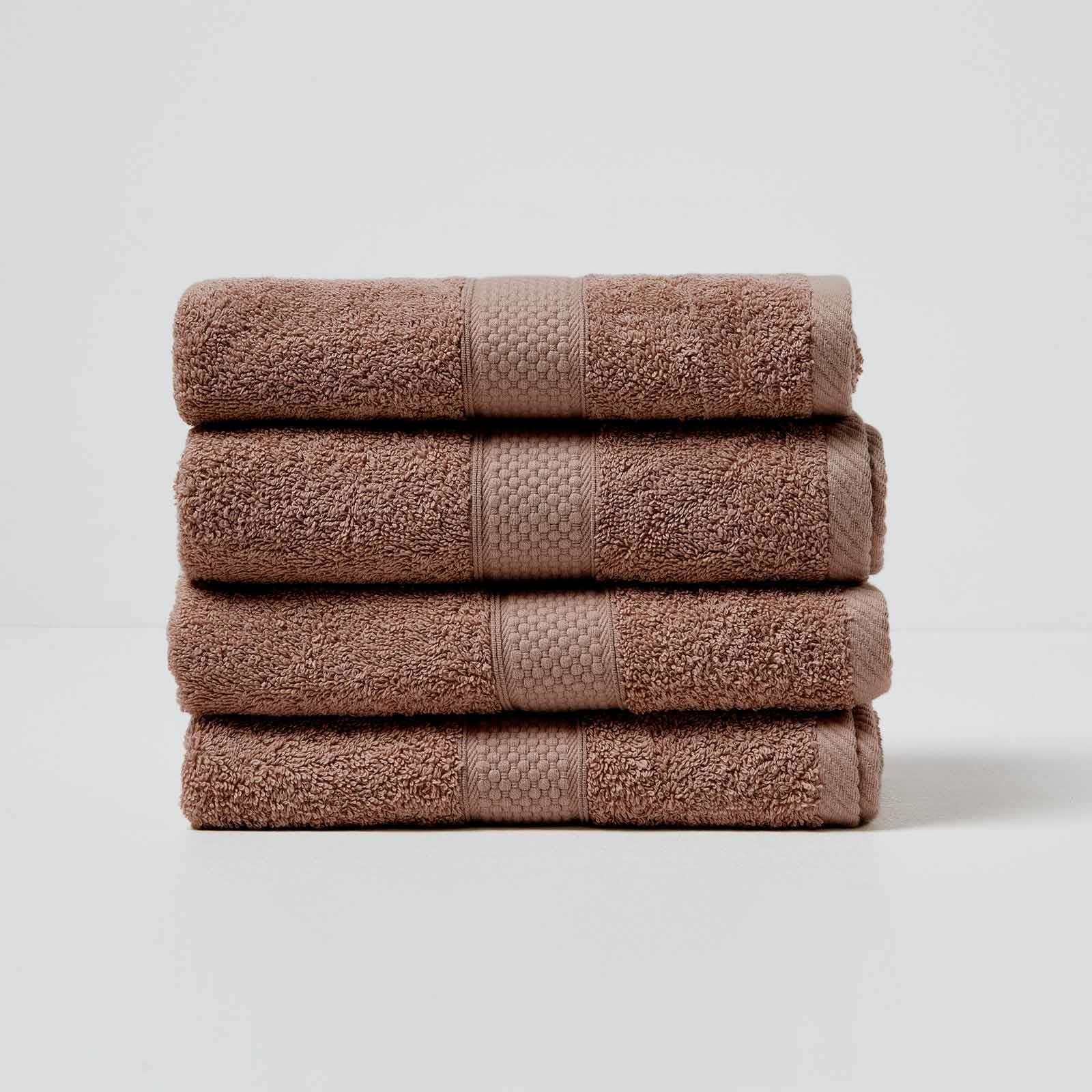 HOMESCAPES Chocolate Brown Turkish Cotton Set of 4 Hand Towels Super Soft Thick & Absorbent 500 GSM Towel Heavy Weight for everyday Luxury