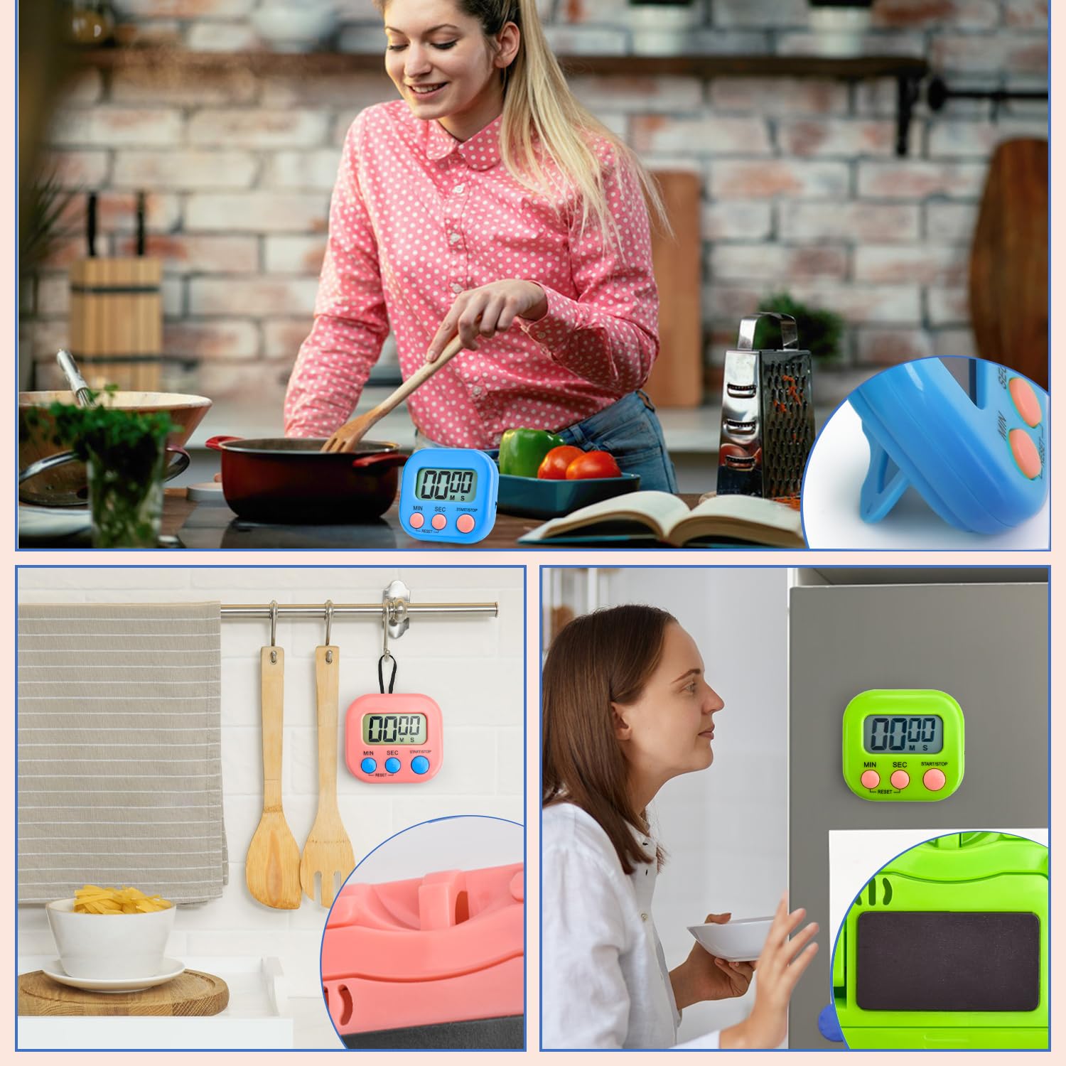 6 Pack Digital Kitchen Timer Magnetic Digital Timer Countdown Timer Kitchen Electronic Timer for Cooking Game Gym Break Time Classroom - Image 4