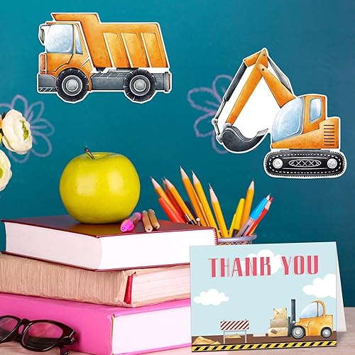 Miniatura 7 de Fancy Land Tarjetas de agradecimiento de construcción, paquete de 24 tarjetas de agradecimiento para niños, tarjetas de felicitación con sobres,