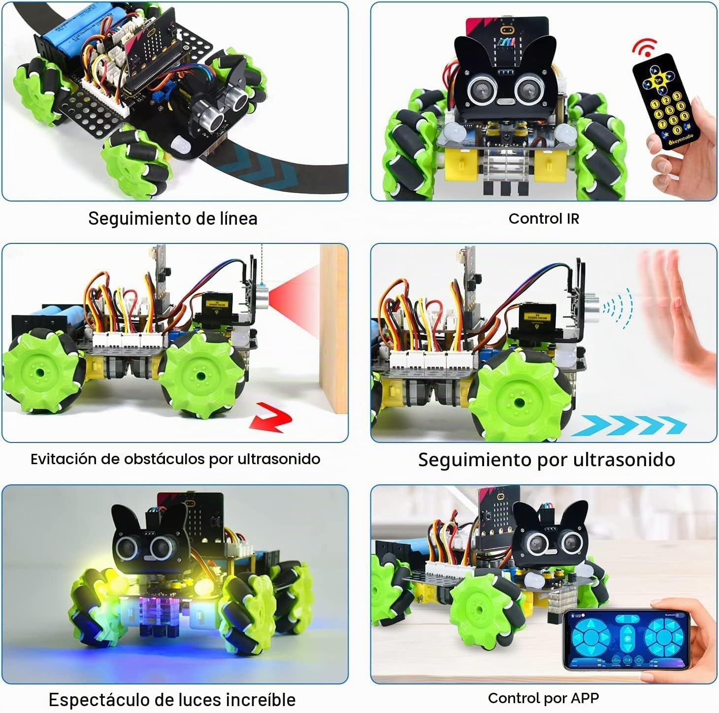 KEYESTUDIO BBC Micro:bit 4WD Mecanum Robot Car Kit Gráfico Makecode Programación con Microbit V2, 20 Proyectos Programable Coche para Adultos Adolescentes Stem Educación