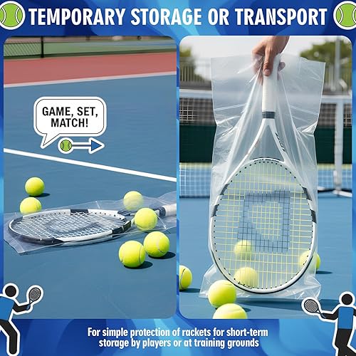 Miniatura 4 de Skylety Paquete de 100 bolsas de plástico de polietileno para raquetas de tenis desechables a granel, bolsas de almacenamiento transparentes de 14 x