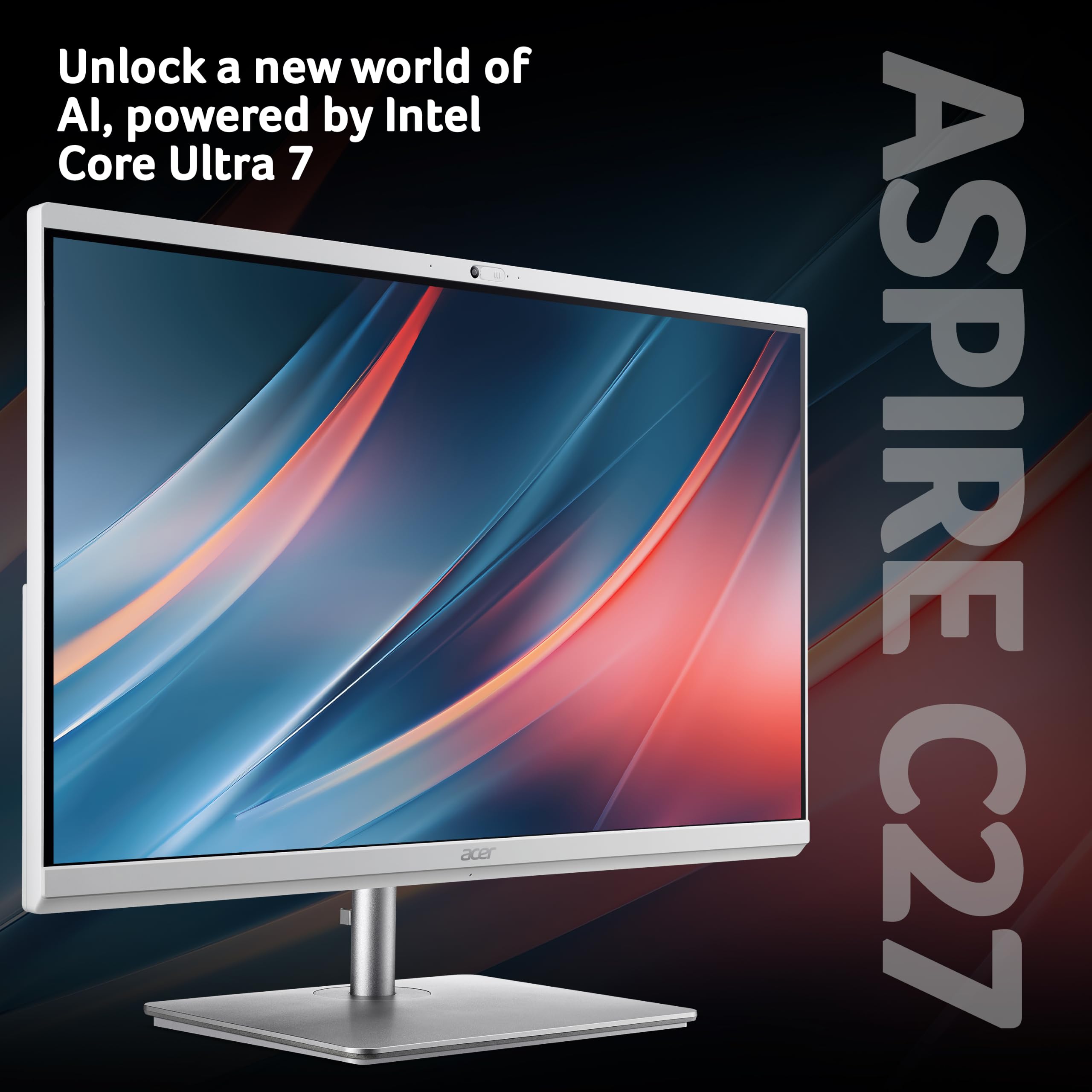 Acer Aspire C 27 I Tout-en-Un I 27 Pouces Full HD I Intel Core Ultra 7 155U I 16 Go RAM I 1TB SSD I Intel Graphics I Windows 11 Home I Blanc I C27-195ES