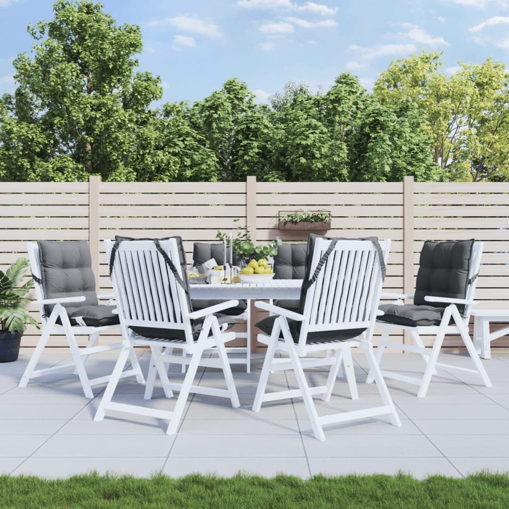 vidaXL Lot de 6 Coussins de Chaise à Dossier Bas, Galette de Siège Imperméable, Coussin d'Extérieur Anti-Glissement Jardin Terrasse, Anthracite